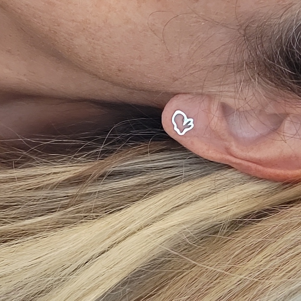 Silver Bunny Stud Earrings - Picture 2 of 5